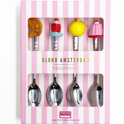Blond Amsterdam theelepels metaal even bijkletsen multi 4 stuks