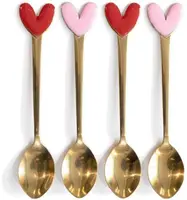 Blond Amsterdam theelepels metaal hart 4 stuks - afbeelding 2