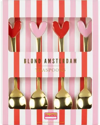 Blond Amsterdam theelepels metaal hart 4 stuks - afbeelding 1