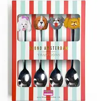Blond Amsterdam theelepels metaal hond multi 4 stuks - afbeelding 1