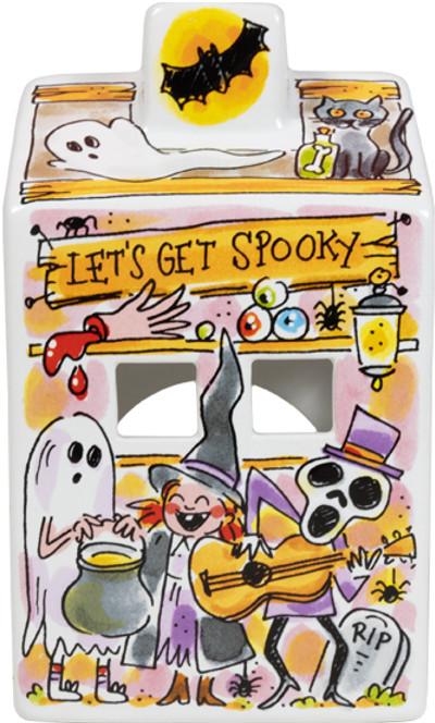Blond Amsterdam theelichthouder aardewerk halloween 8.5x8.5x14.5cm multi - afbeelding 5