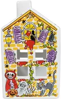 Blond Amsterdam theelichthouder aardewerk halloween 8.5x8.5x14.5cm multi - afbeelding 2