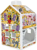 Blond Amsterdam theelichthouder aardewerk halloween 8.5x8.5x14.5cm multi - afbeelding 1