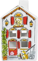 Blond Amsterdam theelichthouder aardewerk hond 8.5x8.5x14.5cm multi - afbeelding 4