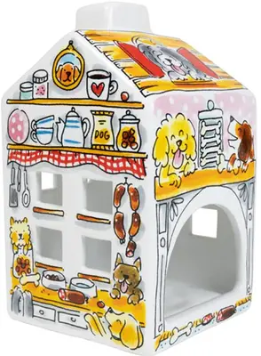 Blond Amsterdam theelichthouder aardewerk hond 8.5x8.5x14.5cm multi - afbeelding 1
