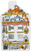 Blond Amsterdam theelichthouder aardewerk kat 8.5x8.5x14.5cm multi - afbeelding 2