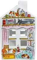 Blond Amsterdam theelichthouder aardewerk kat 8.5x8.5x14.5cm multi - afbeelding 4