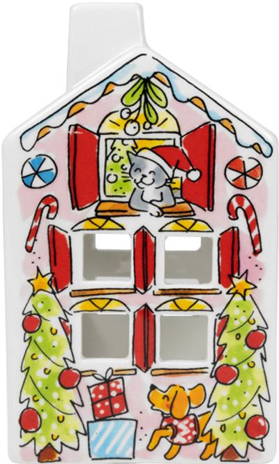 Blond Amsterdam theelichthouder aardewerk kerst 0x8.5x14.5cm multi - afbeelding 2