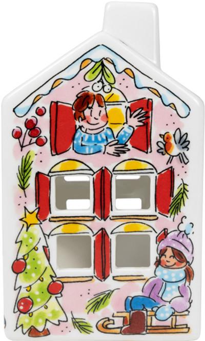 Blond Amsterdam theelichthouder aardewerk kerst 0x8.5x14.5cm multi - afbeelding 4