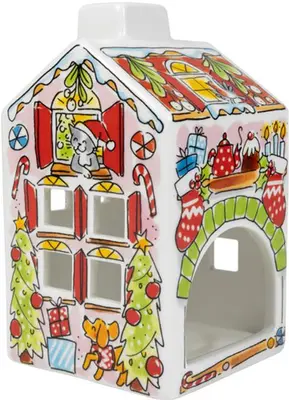 Blond Amsterdam theelichthouder aardewerk kerst 0x8.5x14.5cm multi - afbeelding 1