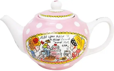 Blond Amsterdam theepot aardewerk even bijkletsen 16x16cm multi  - afbeelding 2