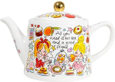 Blond Amsterdam theepot aardewerk you and me 28.5x15x17.5cm multi  - afbeelding 1