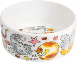 Blond Amsterdam voerbak aardewerk kat 15,5x7,5cm multi - afbeelding 1