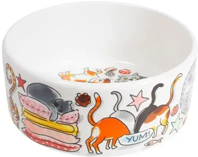 Blond Amsterdam voerbak aardewerk kat 15,5x7,5cm multi - afbeelding 2