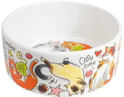 Blond Amsterdam voerbak aardewerk kat 15,5x7,5cm multi - afbeelding 3