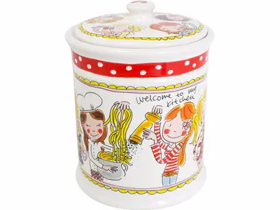 Blond Amsterdam voorraadpot aardewerk rode rand 16x22cm multi  - afbeelding 1