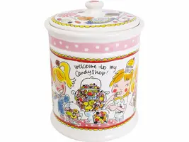 Blond Amsterdam voorraadpot aardewerk roze rand 16x22cm multi  - afbeelding 1