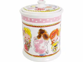 Blond Amsterdam voorraadpot aardewerk roze rand 16x22cm multi  - afbeelding 3