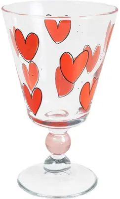 Blond Amsterdam wijnglas glas hartjes 9x14.5cm transparant 