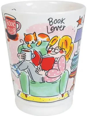 Blond Amsterdam xl beker aardewerk book lover 10x14cm multi  - afbeelding 2