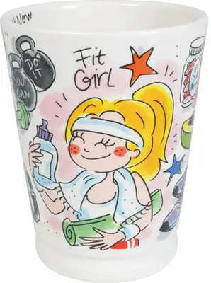 Blond Amsterdam xl mok aardewerk fit girl 10x12.5cm multi  - afbeelding 2