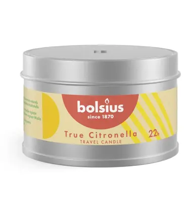 Bolsius buitenkaars in blik true citronella reisverpakking