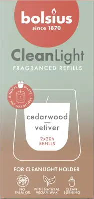 Bolsius cleanlight navulling cedarwood & vetiver 2 stuks - afbeelding 1