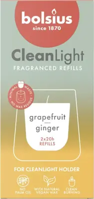 Bolsius cleanlight navulling grapefruit & ginger 2 stuks - afbeelding 1