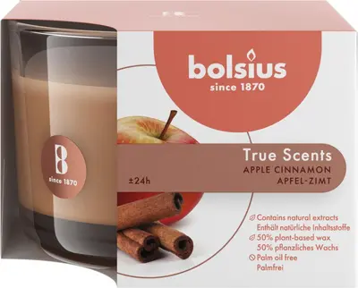 Bolsius geurglas medium true scents apple cinnamon - afbeelding 1