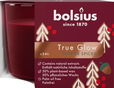 Bolsius geurglas true glow winter spices
