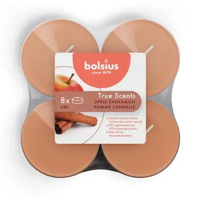 Bolsius geurtheelicht maxi true scents apple cinnamon 8 stuks - afbeelding 1