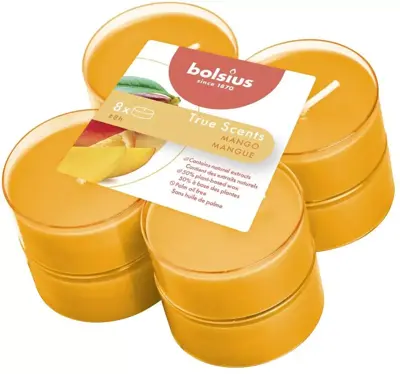 Bolsius geurtheelicht maxi true scents mango 8 stuks - afbeelding 2