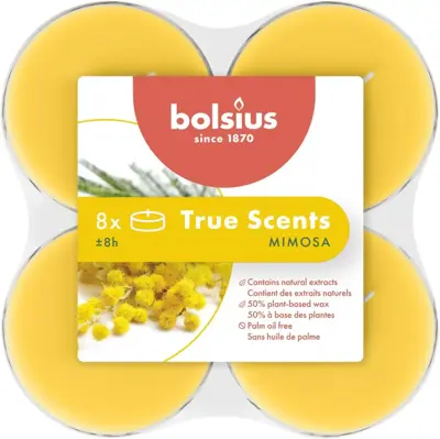 Bolsius geurtheelicht maxi true scents mimosa 8 stuks - afbeelding 2
