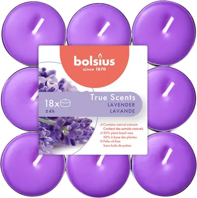 Bolsius geurtheelicht true scents lavender 18 stuks - afbeelding 1