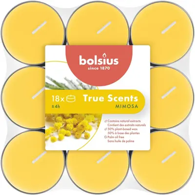 Bolsius geurtheelicht true scents mimosa 18 stuks