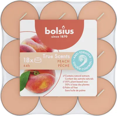Bolsius geurtheelicht true scents peach 18 stuks - afbeelding 1