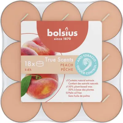 Bolsius geurtheelicht true scents peach 18 stuks - afbeelding 1