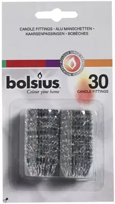 Bolsius kaarsenpassingen zilver 30 stuks