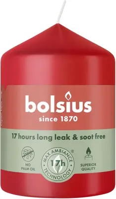 Bolsius stompkaars essentials 5.8x8cm delicate red