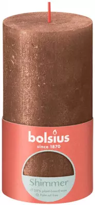 Bolsius stompkaars rustiek shimmer 6.8x13cm copper