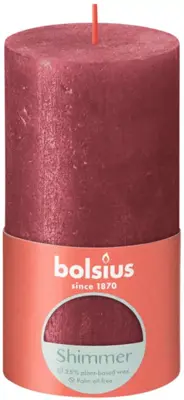 Bolsius stompkaars rustiek shimmer 6.8x13cm red