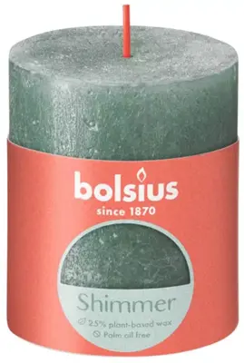 Bolsius stompkaars rustiek shimmer 6.8x8cm oxid blue