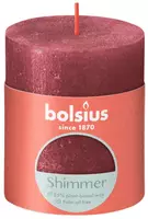 Bolsius stompkaars rustiek shimmer 6.8x8cm red
