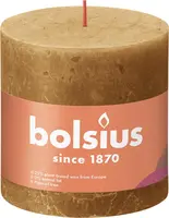 Bolsius stompkaars rustiek shine 10x10cm spice brown