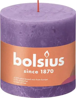 Bolsius stompkaars rustiek shine 10x10cm vibrant violet