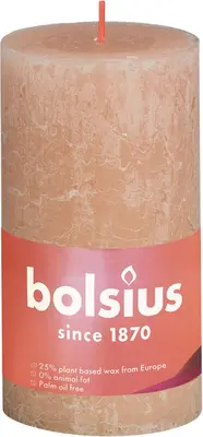 Bolsius stompkaars rustiek shine 6.8x13cm misty pink