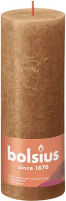 Bolsius stompkaars rustiek shine 6.8x19cm spice brown