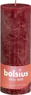 Bolsius stompkaars rustiek shine 6.8x19cm velvet red
