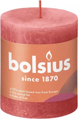 Bolsius stompkaars rustiek shine 6.8x8cm blossom pink