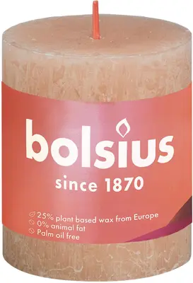 Bolsius stompkaars rustiek shine 6.8x8cm misty pink